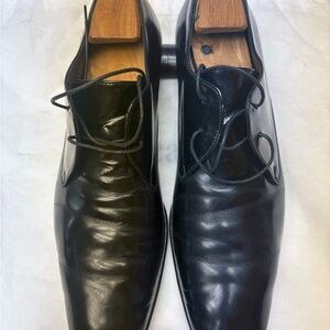 Salvatore Ferragamo Black Leather Lace-Up Oxfords